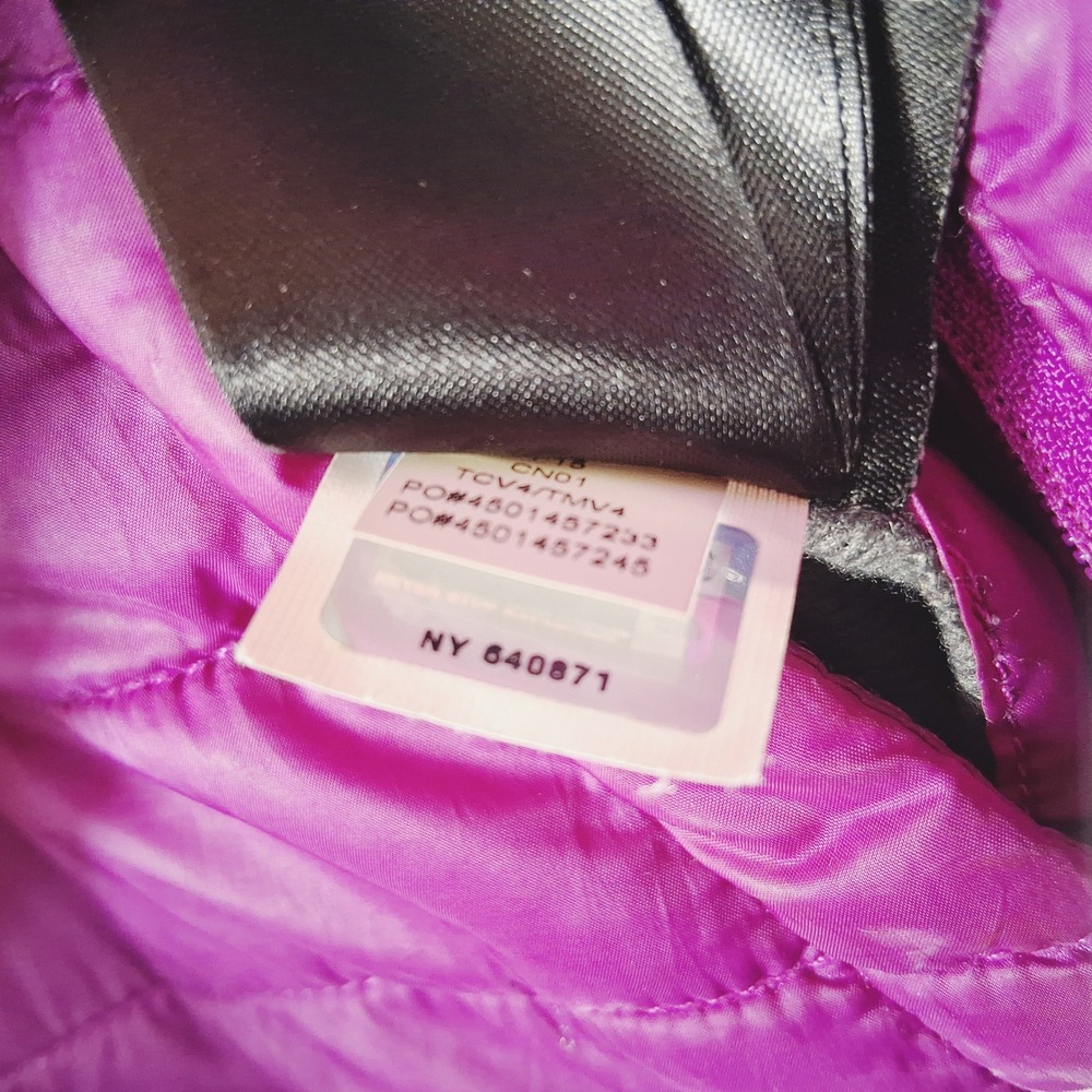 The North Face Girls Mossbud Swirl Reversible Jacket Purple XL 18 Quilted Fleece - Picture 14 of 14